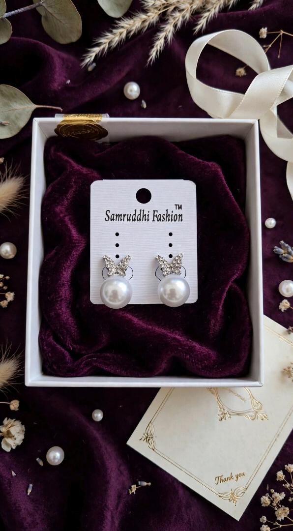 Butterfly Pearl Stud Earrings