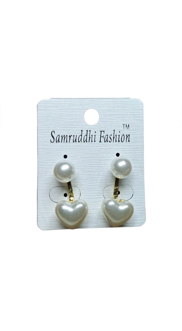 Double Pearl Heart Earrings