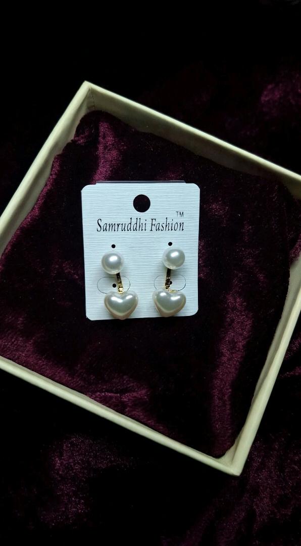 Double Pearl Heart Earrings