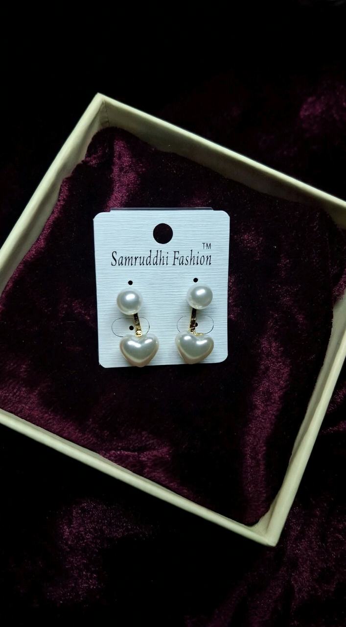 Double Pearl Heart Earrings
