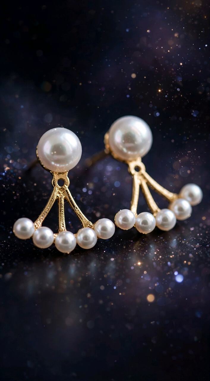 Elegant Pearl Fan Studs