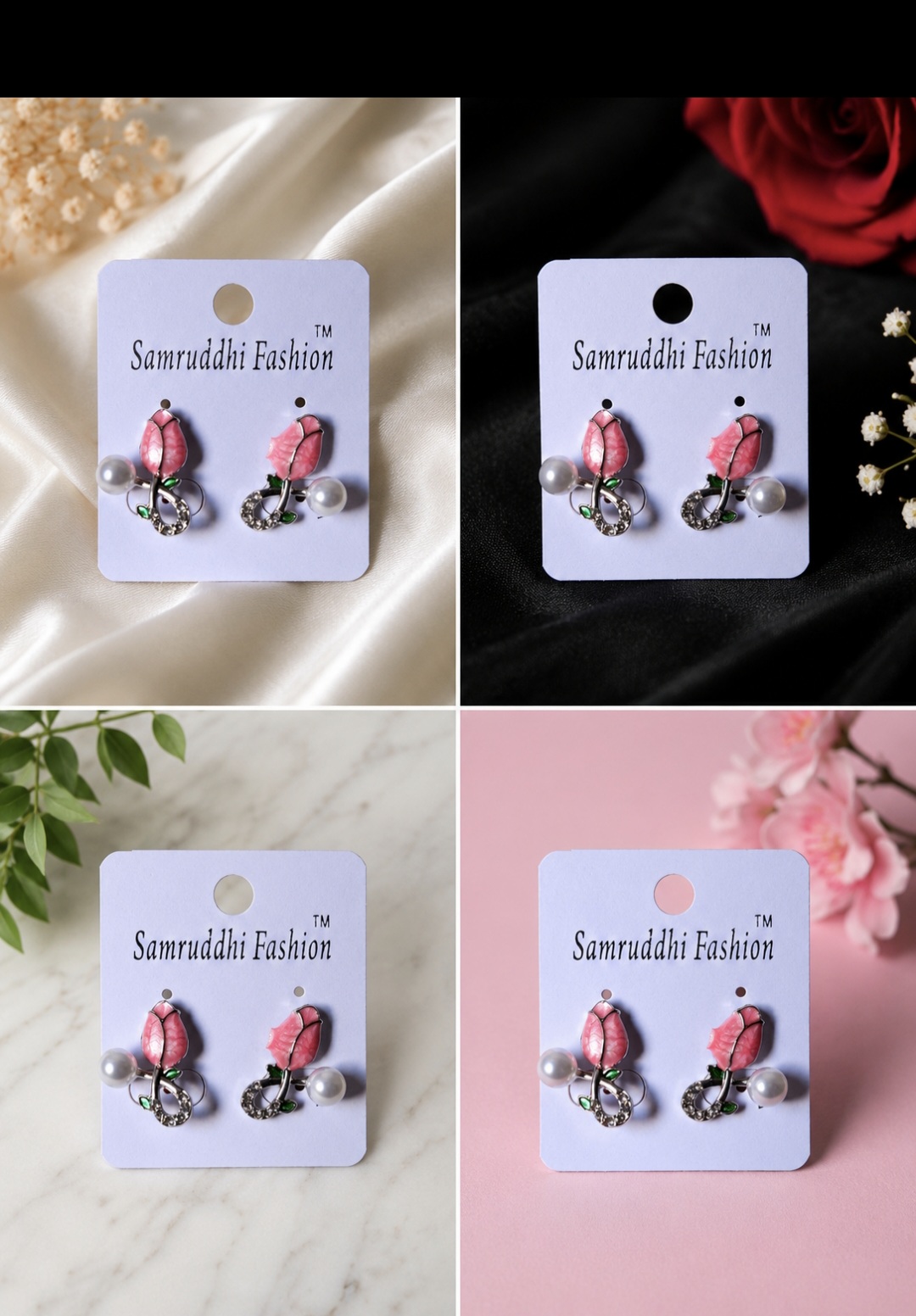 Elegant Pink Rose Pearl Earrings