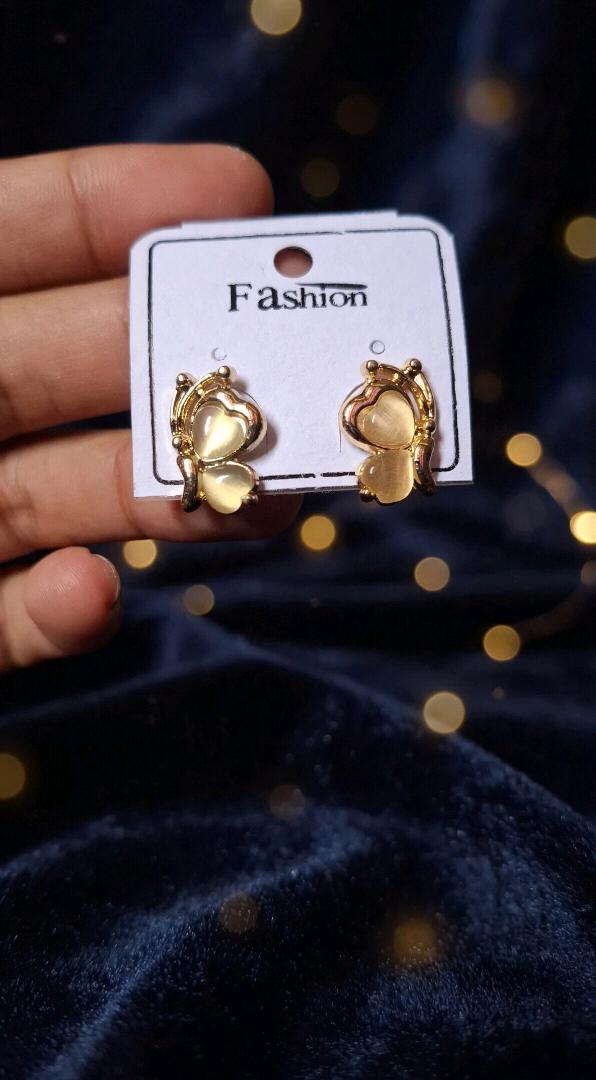 Fashion Gold Plated Butterfly Heart Stud