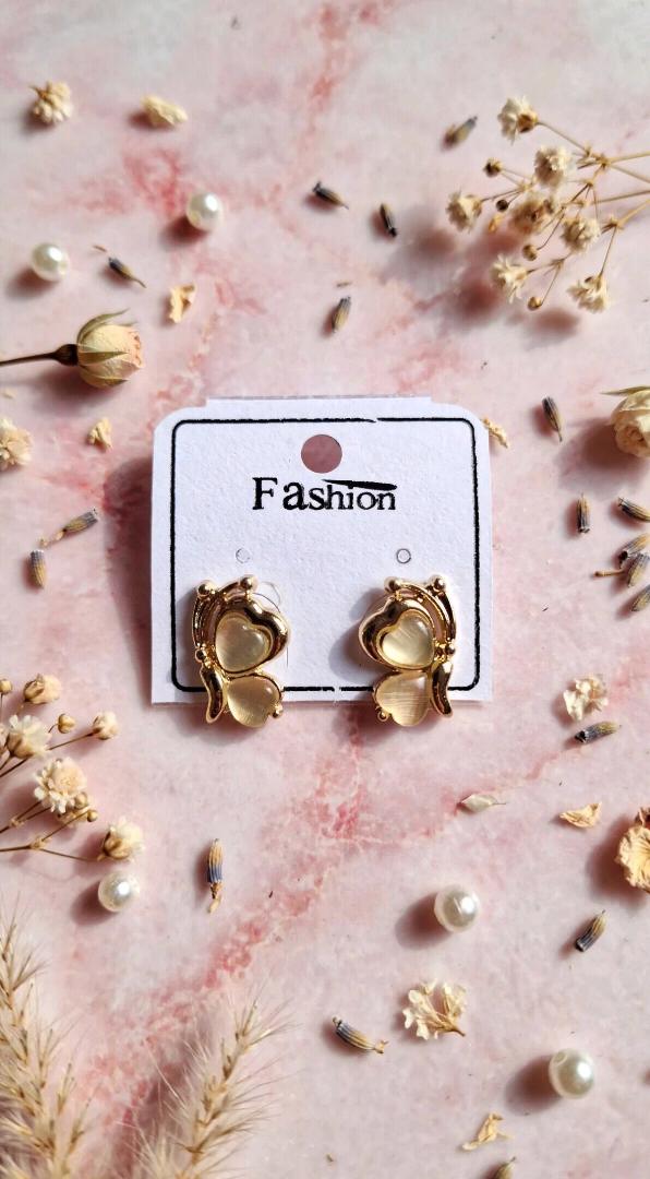 Fashion Gold Plated Butterfly Heart Stud