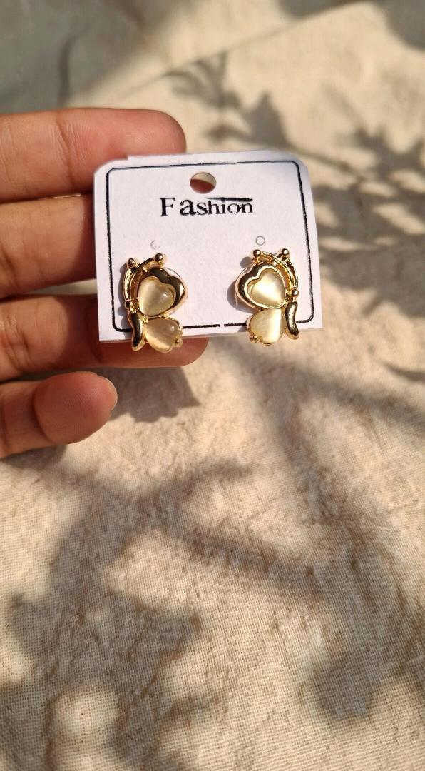 Fashion Gold Plated Butterfly Heart Stud