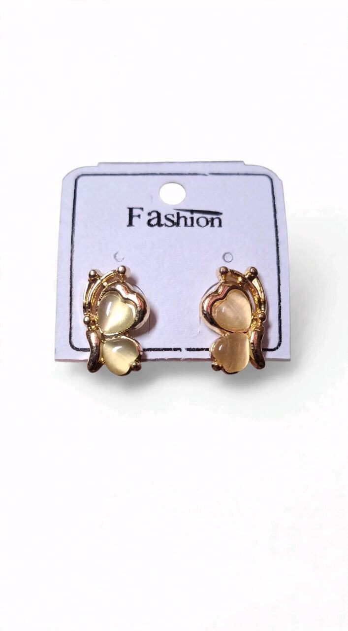 Fashion Gold Plated Butterfly Heart Stud