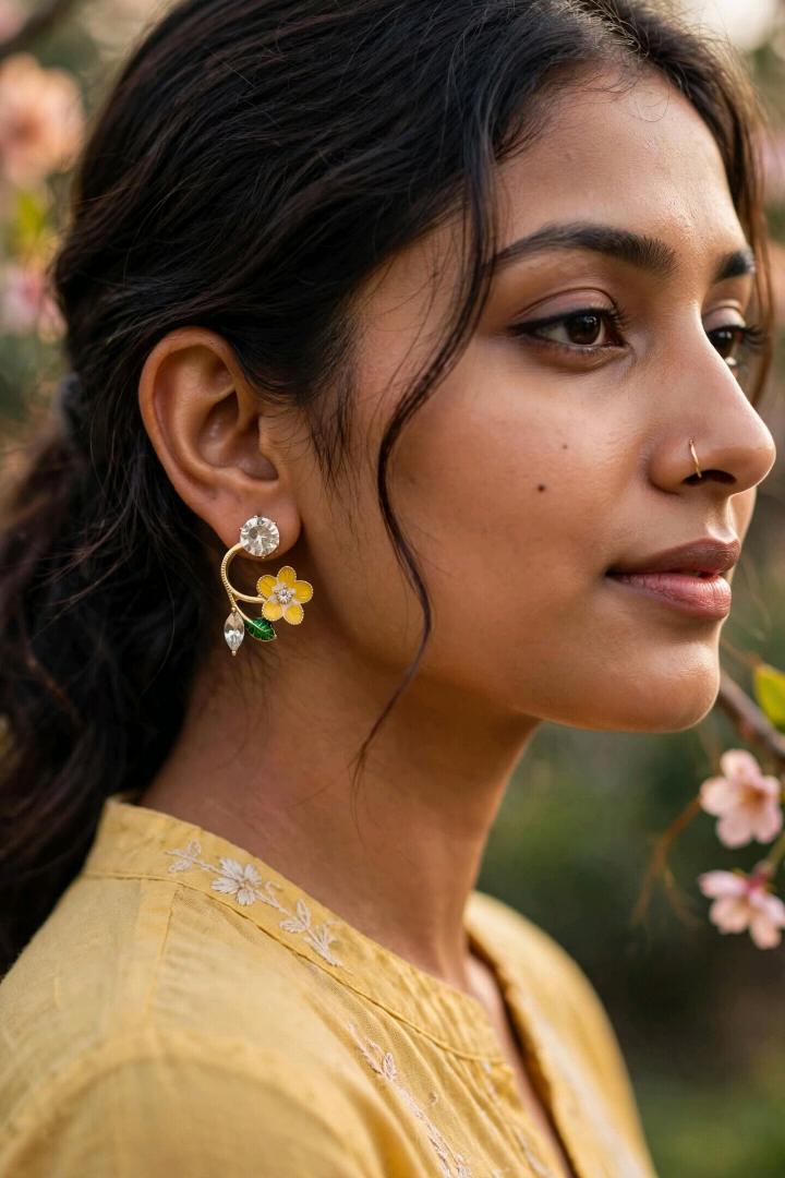 Floral Stud Earrings for Women & Girls