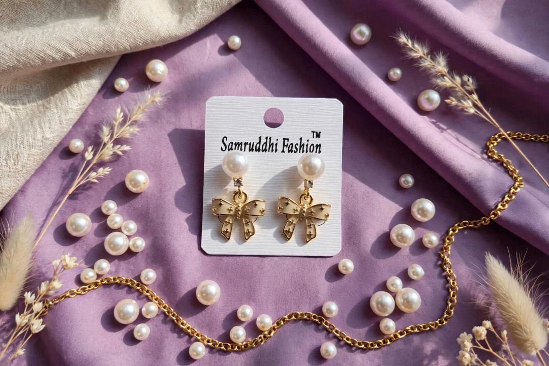 Gold Bow Knot Drop Earrings