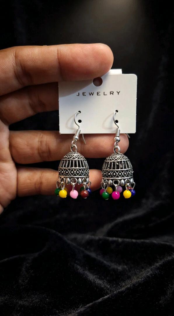 Oxidised Silver Afghani Jhumka