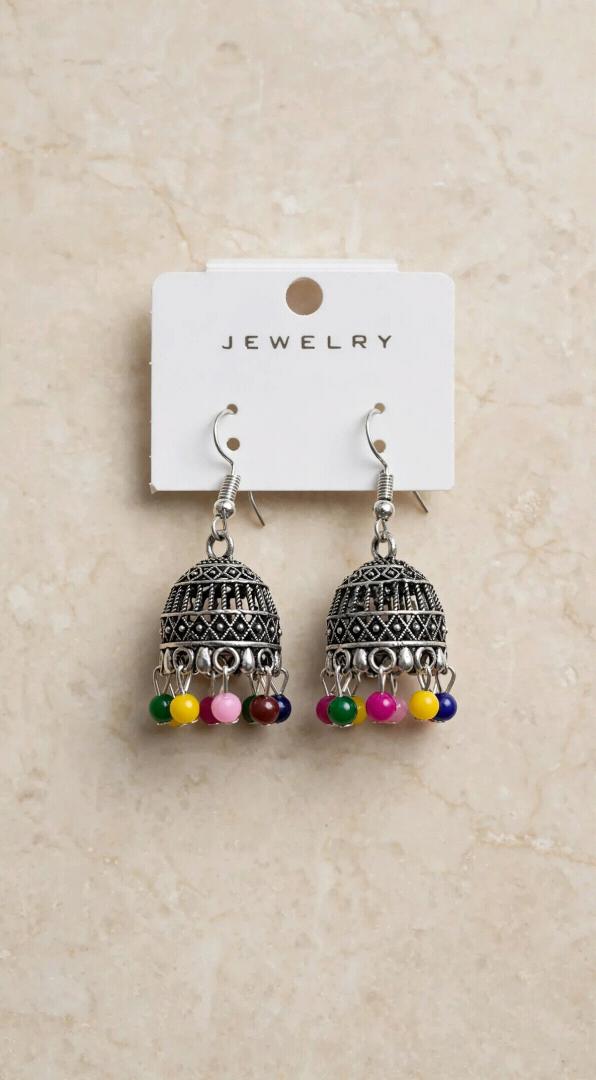 Oxidised Silver Afghani Jhumka