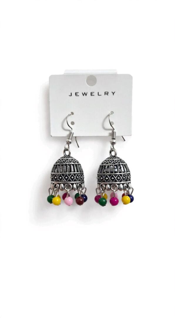 Oxidised Silver Afghani Jhumka