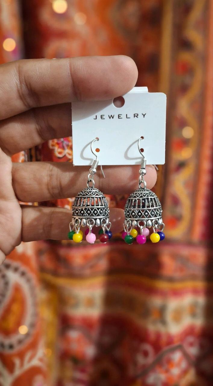 Oxidised Silver Afghani Jhumka