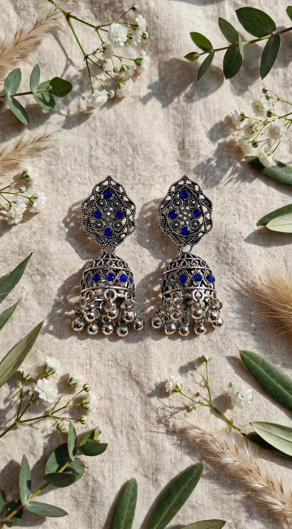 Oxidised Silver Afghani Jhumka