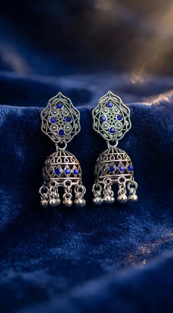 Oxidised Silver Afghani Jhumka