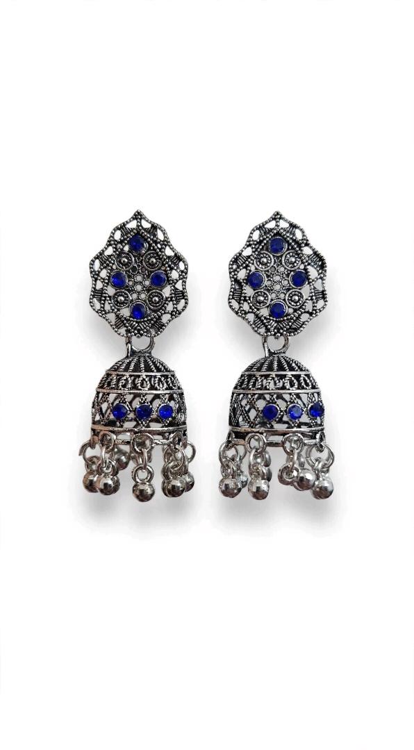 Oxidised Silver Afghani Jhumka