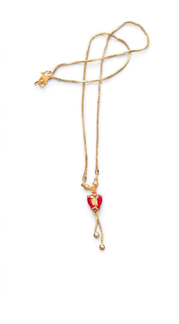 Red Heart Gold Adjustable Chain Necklace