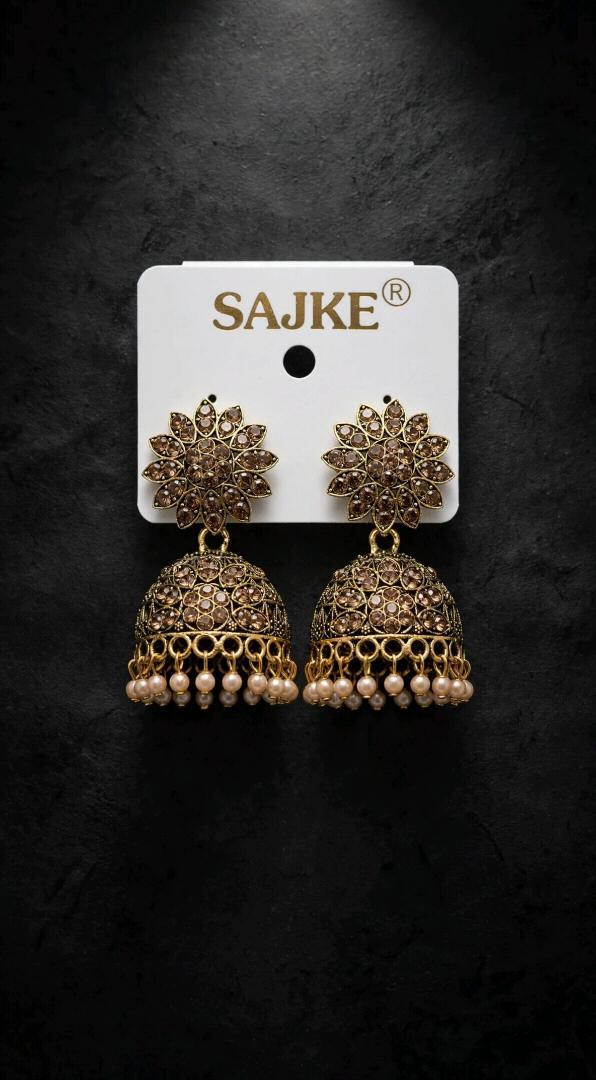 SAJKE® Gold Plated Champagne Stone Floral