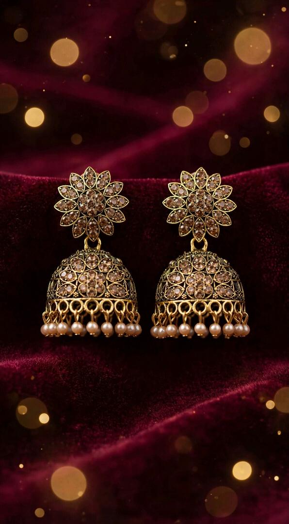 SAJKE® Gold Plated Champagne Stone Floral