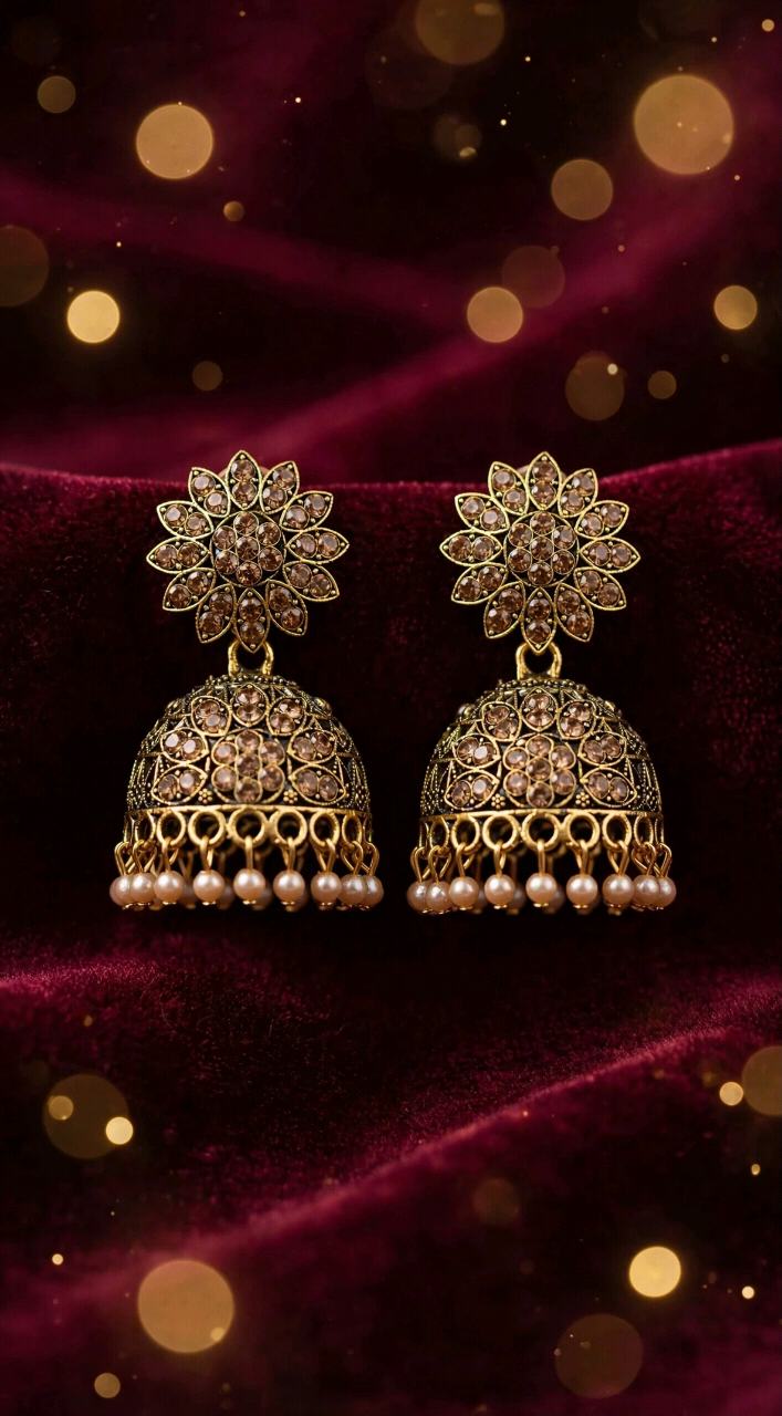 SAJKE® Gold Plated Champagne Stone Floral
